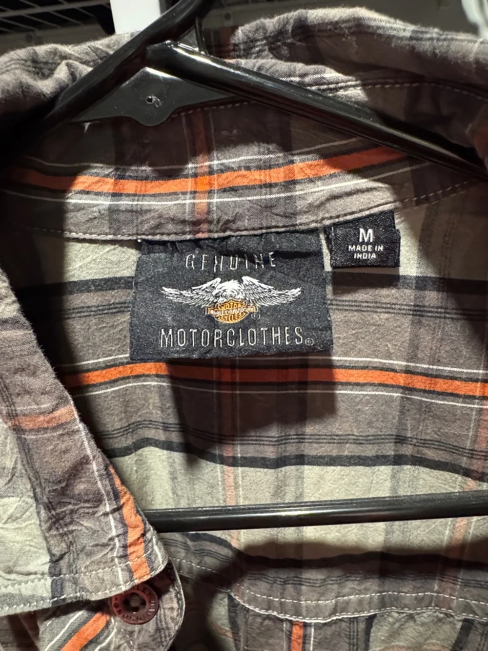 Harley Davidson Men's Short-Sleeve Plaid Button-Up Shirt-M - Picture 2 of 3